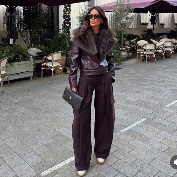 ZARA PLEATED CARGO PANTS ZW COLLECTION LARGE BROWN 4043/266/700 - Picture 5 of 14